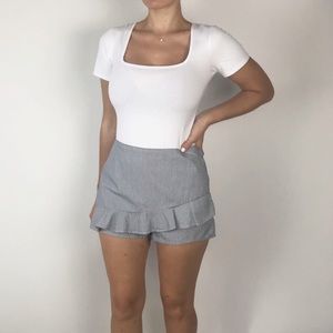 Charlotte Russe | Blue+White Striped Ruffle Skort